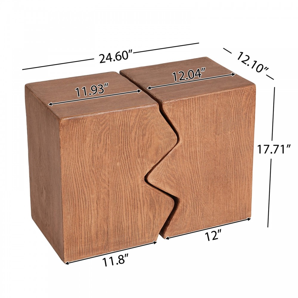 MGO Side Table, Set Of 2 Rectangular Outdoor Side Tables, Decorative Garden Stools For Indoor Outdoor, Accent Table,Patio Side Table,Nesting End Table,Faux Wood Natural Color
