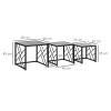Nesting Coffee Tables, Set Of 3 Square Side Tables With Black Metal Frame, For Living Room, Bedroom And Office, Grey