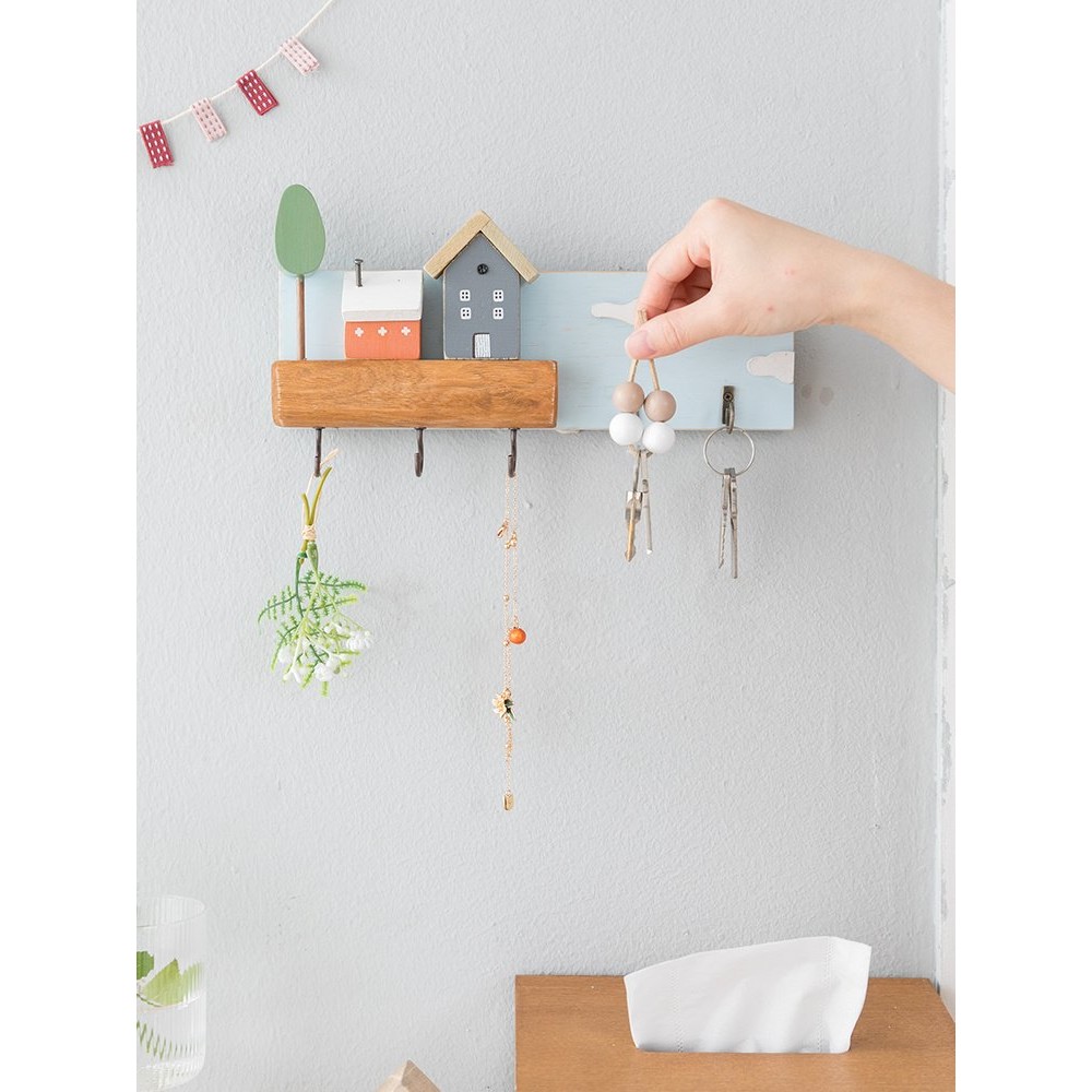 Wall Decoration Cute Key Wooden Storage Rack