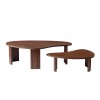 2-Piece Modern Irregular Shape Coffee Table Set For Living Room,Easy Assembly Nesting Coffee Tables, End Side Tables For Living Room Office,Walnut Color