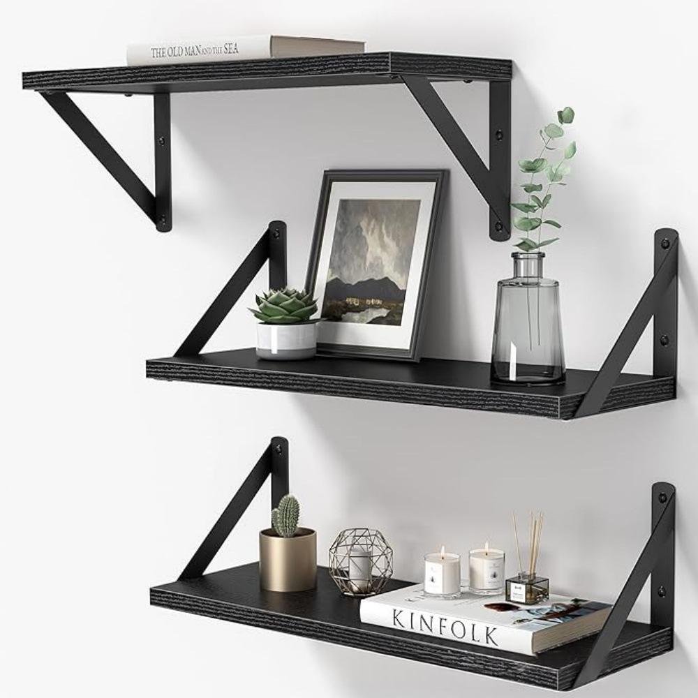 Wall-mounted Floating Shelf Rack, Wooden Wall Storage Organizer