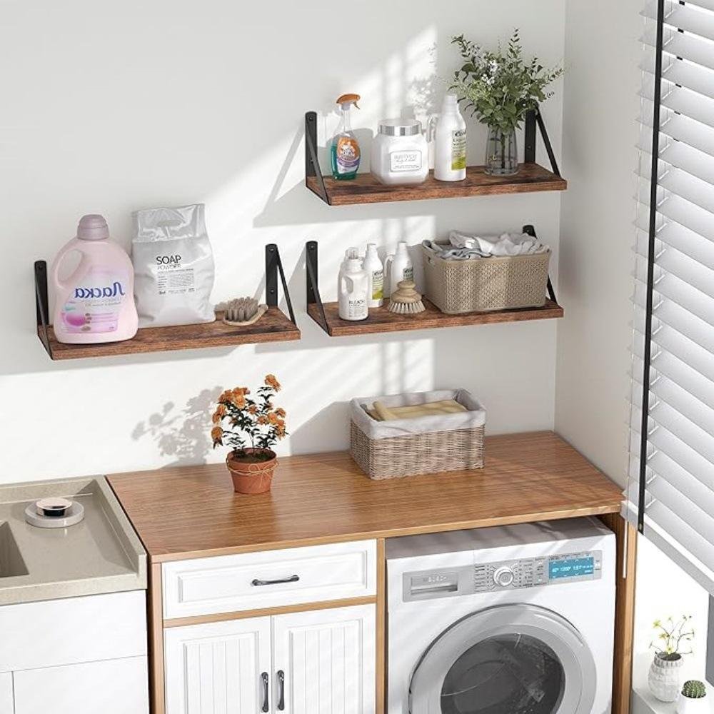 Wall-mounted Floating Shelf Rack, Wooden Wall Storage Organizer