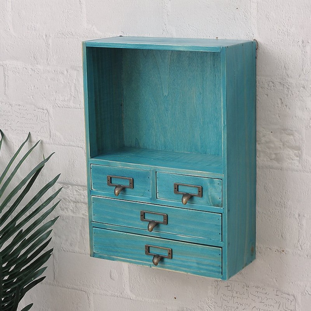 No Hole Wooden Wall Shelf Wall Decoration Wall Cabinet Creative Lattice Storage Cabinet Living Room Bedroom Storage Rack