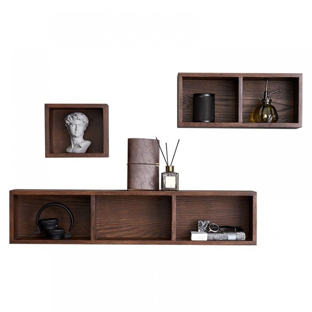 Solid Wood Wall Shelf Wall-mounted Lattice Bookshelf Bedroom Wall Decoration Multi-grid Storage Rack