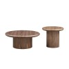 2-Piece Modern Round Coffee Table Set For Living Room,Easy Assembly Coffee Tables, End Side Tables For Leisure Area,Office,Walnut