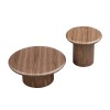 2-Piece Modern Round Coffee Table Set For Living Room,Easy Assembly Coffee Tables, End Side Tables For Leisure Area,Office,Walnut