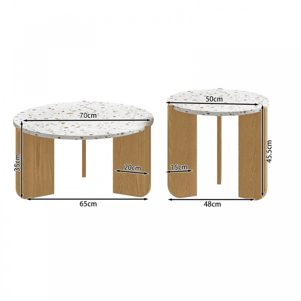 Modern Nesting Coffee Table Set, Side Tables, Living Room Coffee Table Set, Sofa Side Table And Balcony Table, 2-Piece Set