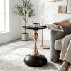 Modern Martini Tables, Small Round Side Table For Living Room, 38cm End Table With Metal Base, Black Circle Bedroom Table And Bedside Table, Balcony Table For Tea, Corner Accent Tables For Bed