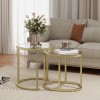 Modern Coffee Table Set Of 2, Nest Of Tables With Steel Frame And Tempered Glass Tabletop, Side Tables For Living Room Bedroom, Clear