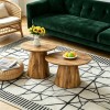 Coffee Table Set In Natural Wood Look  MDF 2 Round Stool Side Tables, High 50X48 Cm  Low 60X35 Cm, Natural Grain  Stable Base, Suitable For Living Room   Lounge Area.