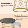 WF300416BAA Modern Nesting Coffee Table, Coffee Table Set Marble Veneer Sofa Side Nest Of Tables Round End Tables, Set Of 2, Golden Color Frame
