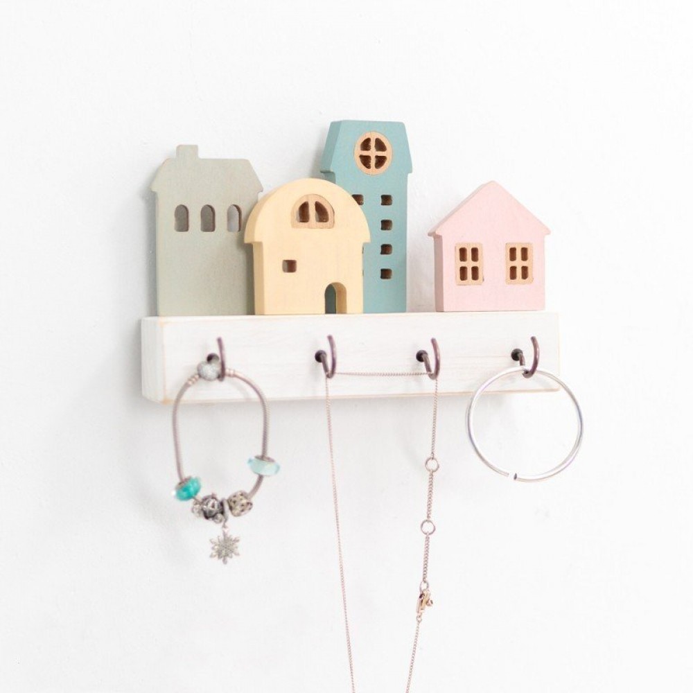 Wall Decoration Cute Key Wooden Storage Rack