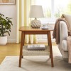 23  Mid-Century Side Table With Woven Shelf, Boho Side Table With Storage, Bedside Tables, Small Side Table For Living Room Couch Patio Home Office