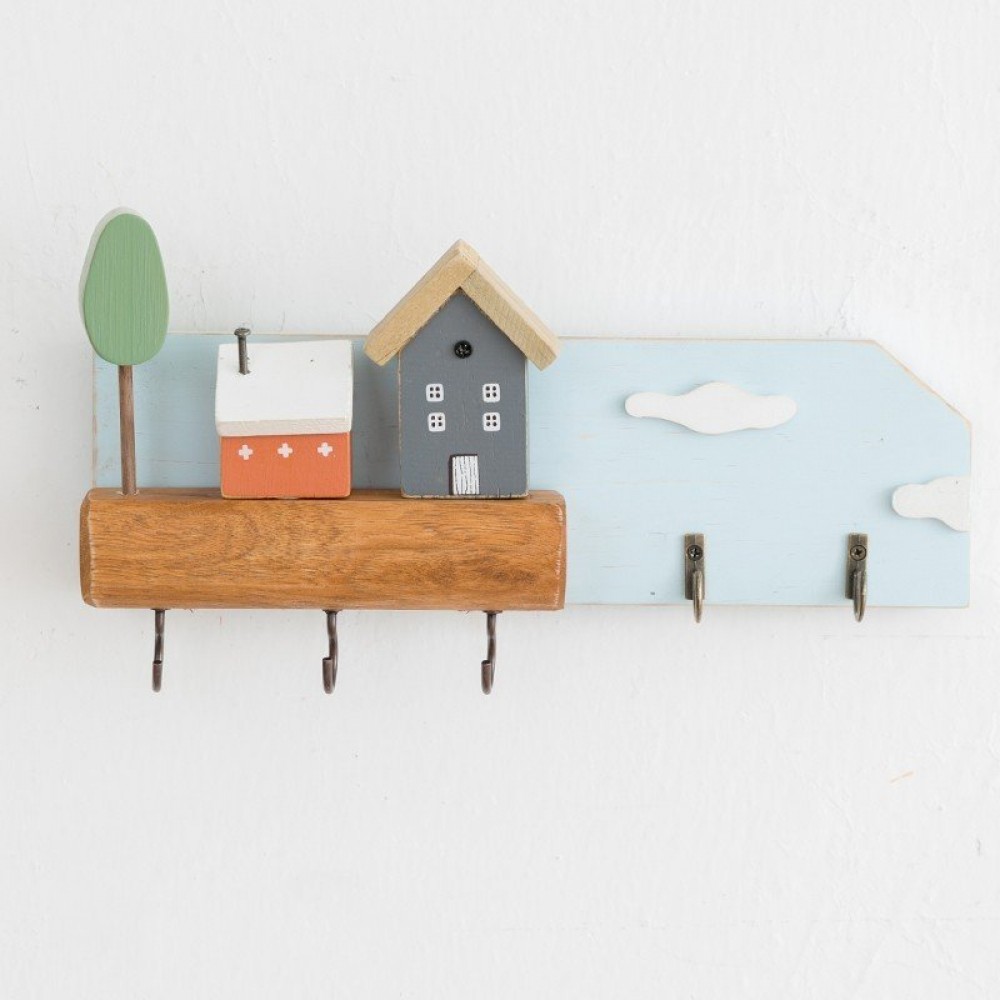 Wall Decoration Cute Key Wooden Storage Rack