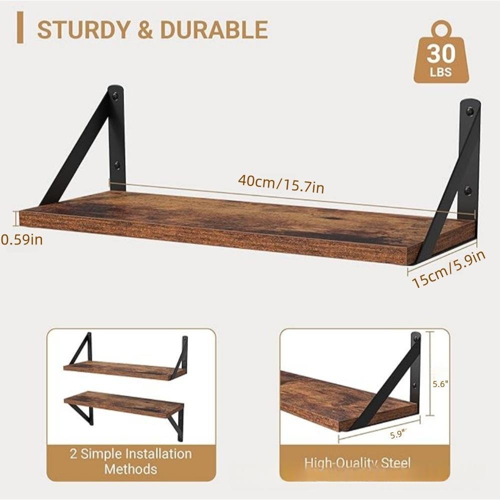 Wall-mounted Floating Shelf Rack, Wooden Wall Storage Organizer