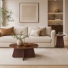 Retro-style Nesting Coffee Table Set. Available In Walnut Or Natural Wood Finishes. Round Nesting Side Tables With Crisscross Legs. Ideal For Living Rooms And Dining Rooms.