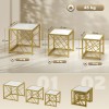 Nesting Coffee Tables, Set Of 3 Square Side Tables With Black Metal Frame, For Living Room, Bedroom And Office, White