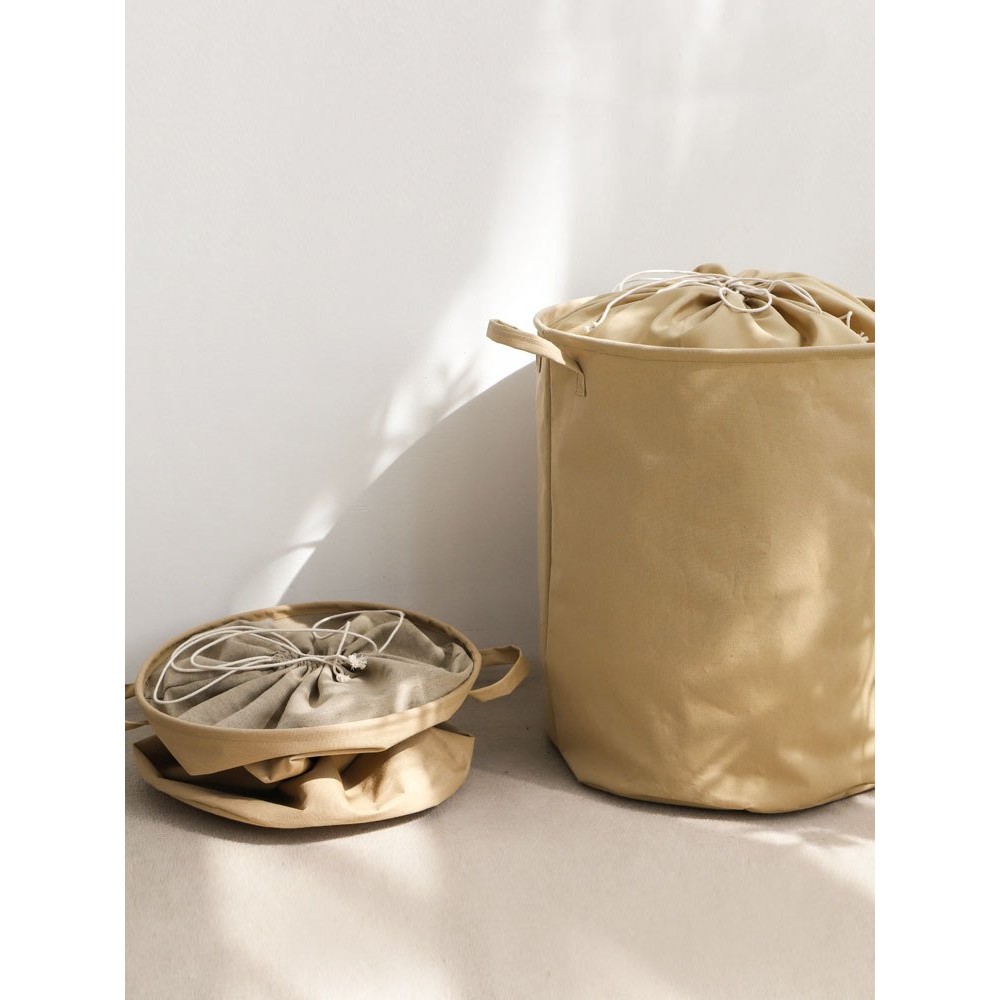 Cotton And Linen Foldable Storage Bucket Laundry Basket Dirty Clothes Storage Basket