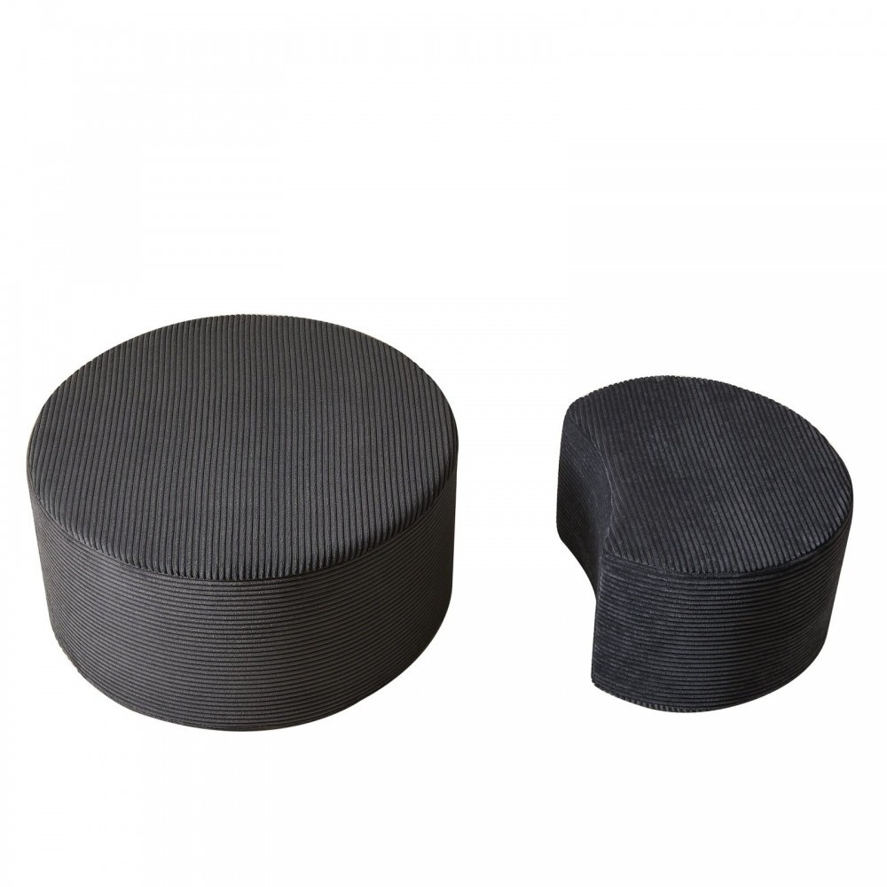 Nesting Coffee Table Set Of 2,Upholstered Round Coffee Tables Set Of 2 For Living Room, Modern Foam Round Coffee Table Side Table End Table Ottoman, No Assembly