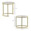 Modern Coffee Table Set Of 2, Nest Of Tables With Steel Frame And Tempered Glass Tabletop, Side Tables For Living Room Bedroom, Clear