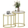 Modern Coffee Table Set Of 2, Nest Of Tables With Steel Frame And Tempered Glass Tabletop, Side Tables For Living Room Bedroom, Clear