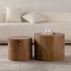 Nesting Coffee Table Set Of 2 Round Wooden Coffee Tables Circle Modern Table For Small Space Living Room Bedroom Accent End Side Table