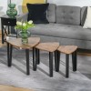 Nest Of Tables, Coffee Table Set Of 3, Triangle Nesting Tables With Metal Legs, Industrial End Side Table For Living Room, Walnut Wood Grain