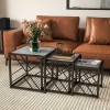 Nesting Coffee Tables, Set Of 3 Square Side Tables With Black Metal Frame, For Living Room, Bedroom And Office, Grey