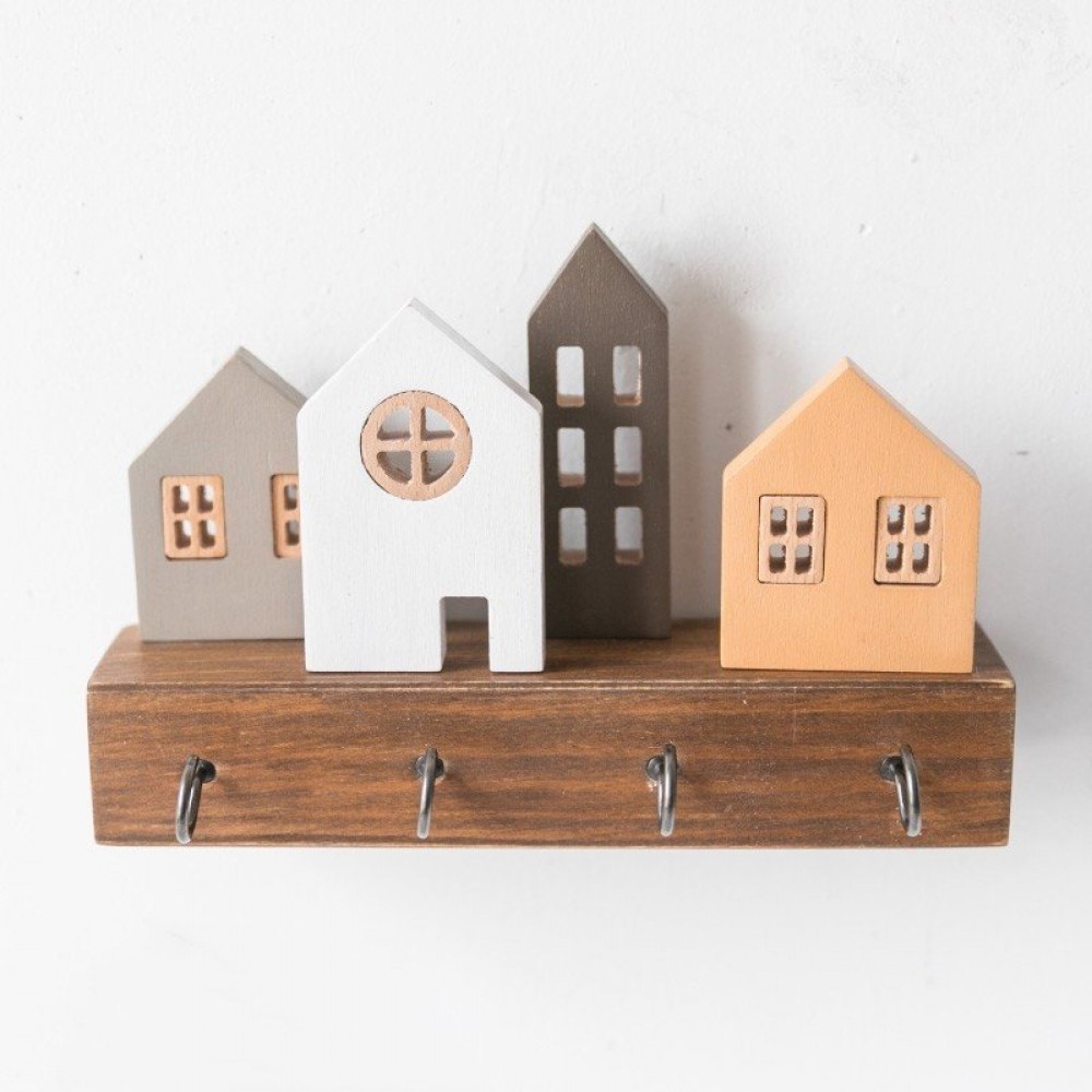 Wall Decoration Cute Key Wooden Storage Rack
