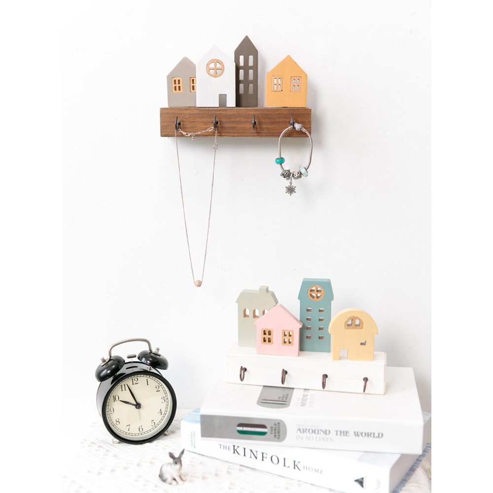 Wall Decoration Cute Key Wooden Storage Rack
