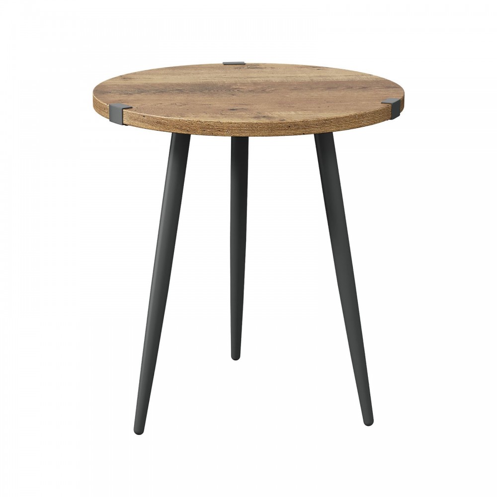 23.6 Inch Round Coffee Table Mid Century Modern End Table For Living Room Home Office Easy Assembly Oak