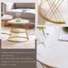 Modern Nesting Coffee Table, High Gloss Coffee Table Set ,Marble Veneer Sofa Side Nest Of Tables Round End Tables, Set Of 2, Golden Color Frame