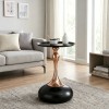 Modern Martini Tables, Small Round Side Table For Living Room, 38cm End Table With Metal Base, Black Circle Bedroom Table And Bedside Table, Balcony Table For Tea, Corner Accent Tables For Bed