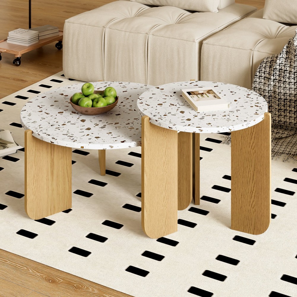 Modern Nesting Coffee Table Set, Side Tables, Living Room Coffee Table Set, Sofa Side Table And Balcony Table, 2-Piece Set