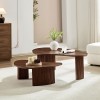2-Piece Modern Irregular Shape Coffee Table Set For Living Room,Easy Assembly Nesting Coffee Tables, End Side Tables For Living Room Office,Walnut Color