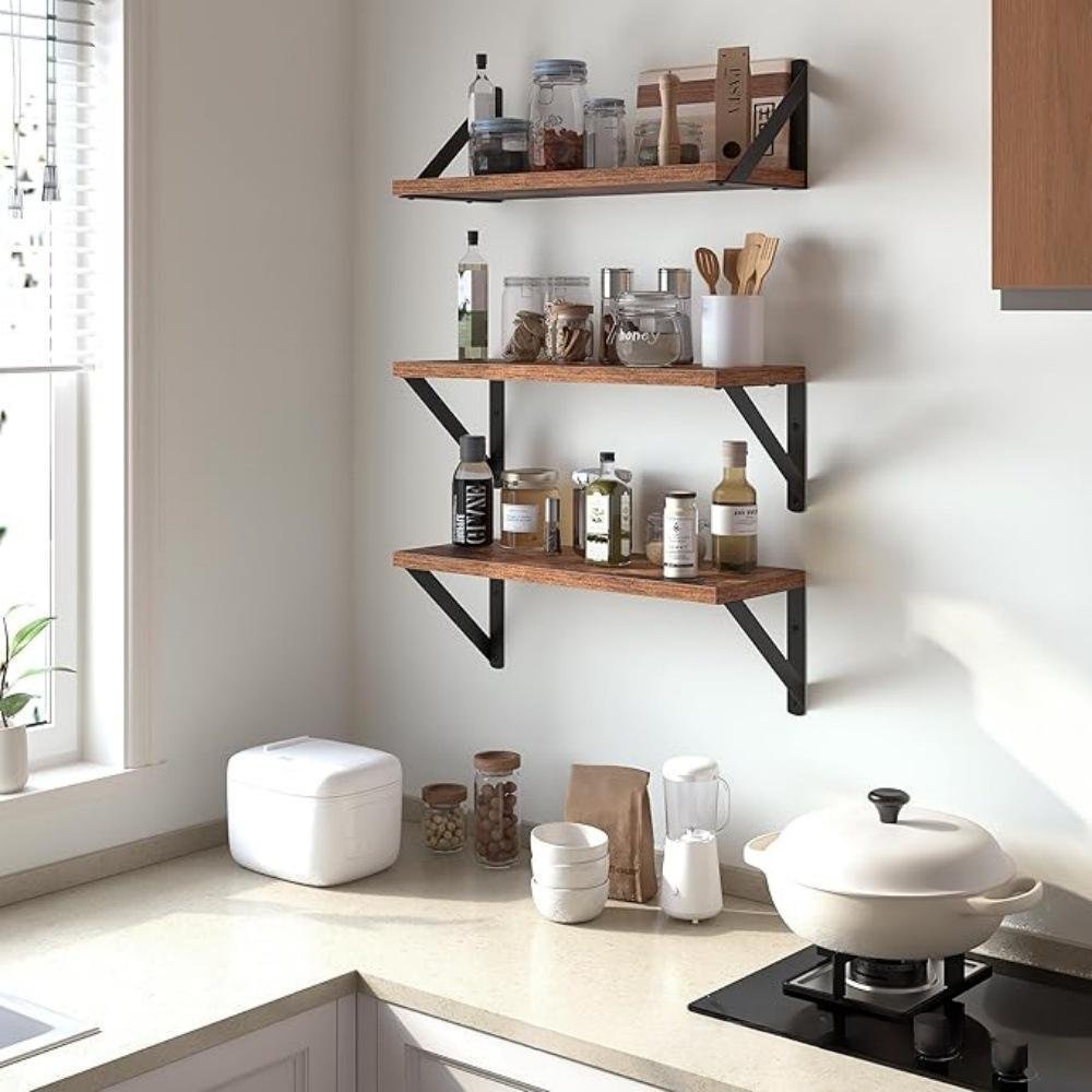 Wall-mounted Floating Shelf Rack, Wooden Wall Storage Organizer