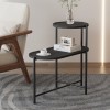 Round Coffee Table With Storage Tray 2 Tier Oval End Tables Wooden Small Side Table For Living Room Black