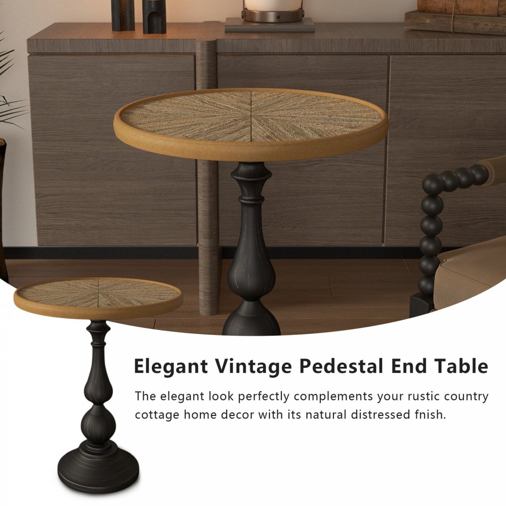Wooden End Tables Retro Side Table French Country Accent Coffee Side Table Modern Small Round Tea Table Pedestal Side End Table For Living Room Household Restaurant Homestay