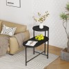 Round Coffee Table With Storage Tray 2 Tier Oval End Tables Wooden Small Side Table For Living Room Black